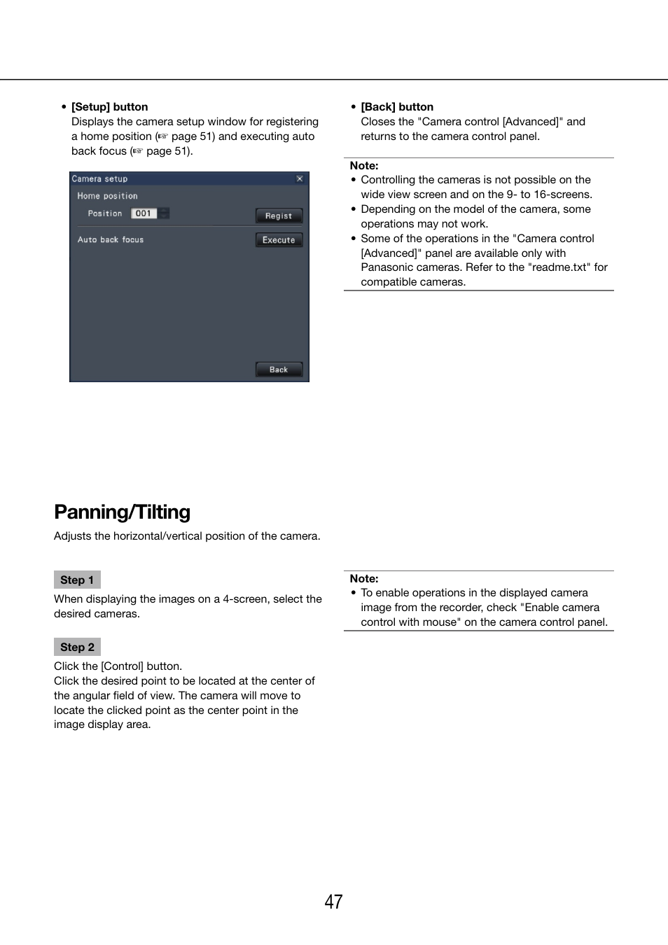 Panning/tilting | Panasonic WJ-NV200 - User Manual | Page 47 / 97