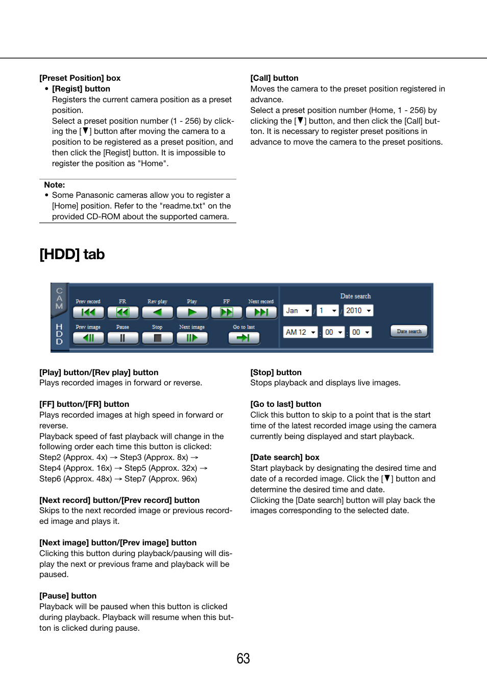 Hdd] tab, 62 63 [hdd] tab | Panasonic WJ-NV200 - User Manual | Page 63 / 97