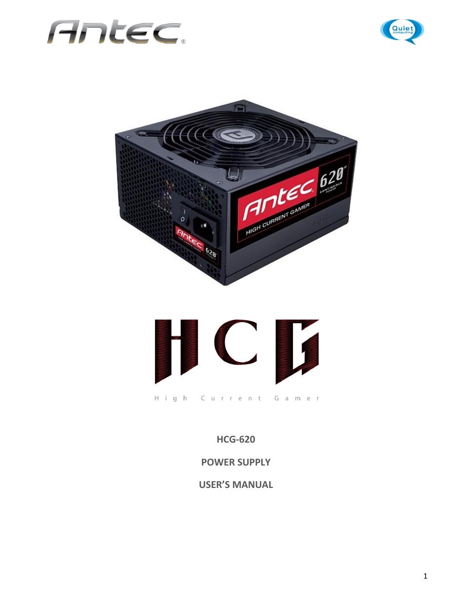 Antec HCG-620 User Manual | 7 pages