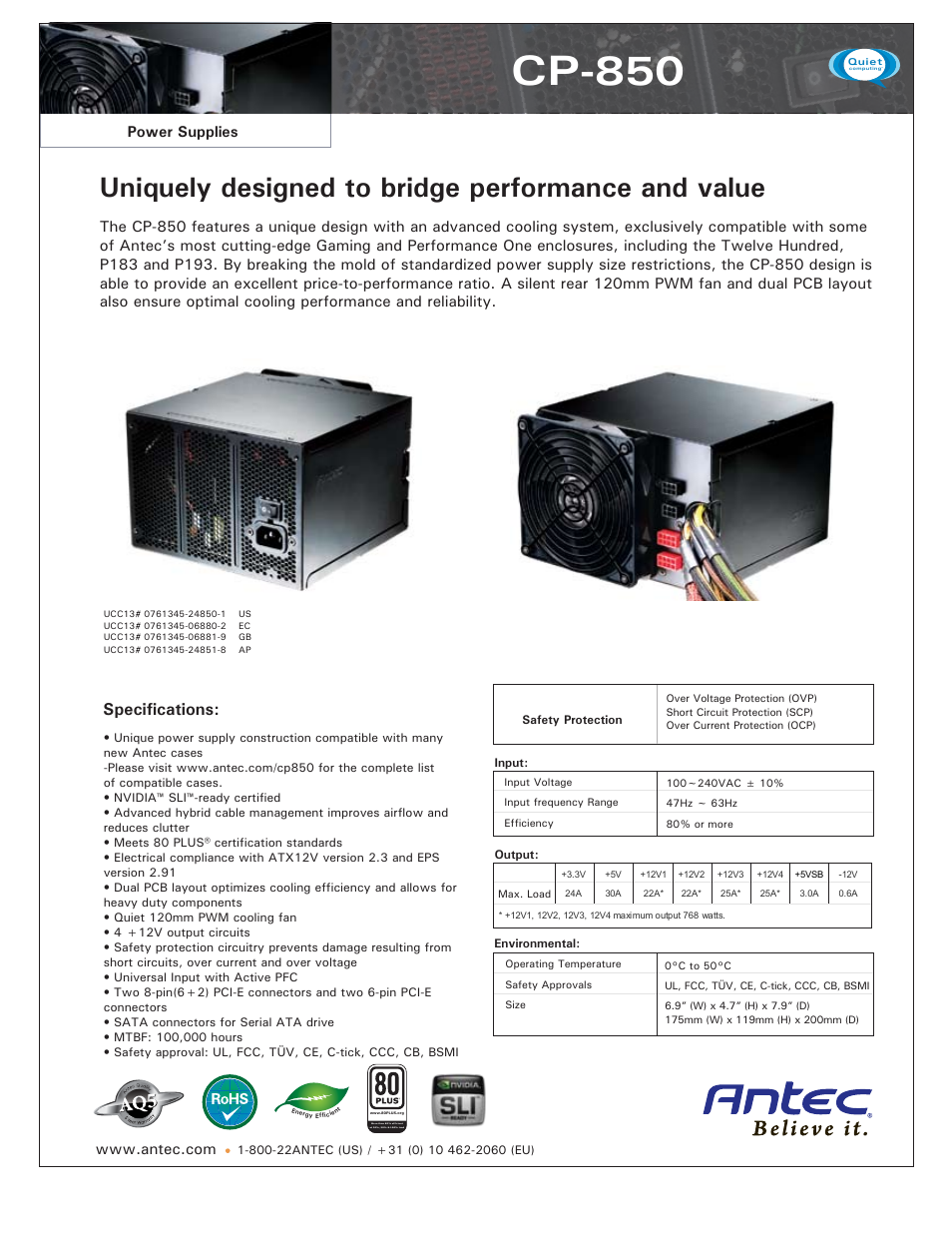 Antec CP-850 User Manual | 1 page