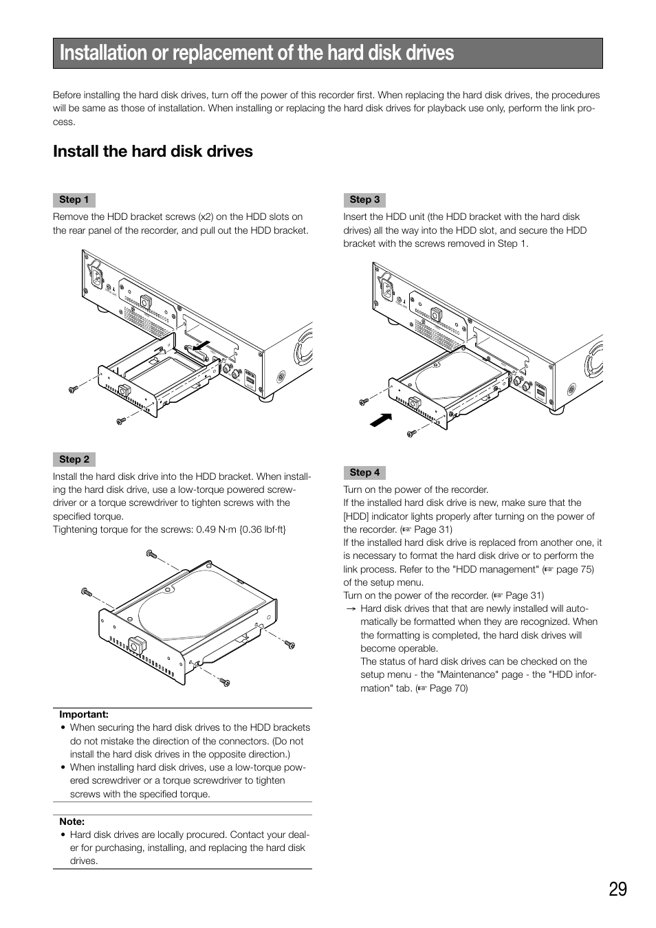 Install the hard disk drives | Panasonic WJ-NV200 - User Manual | Page 29 / 94