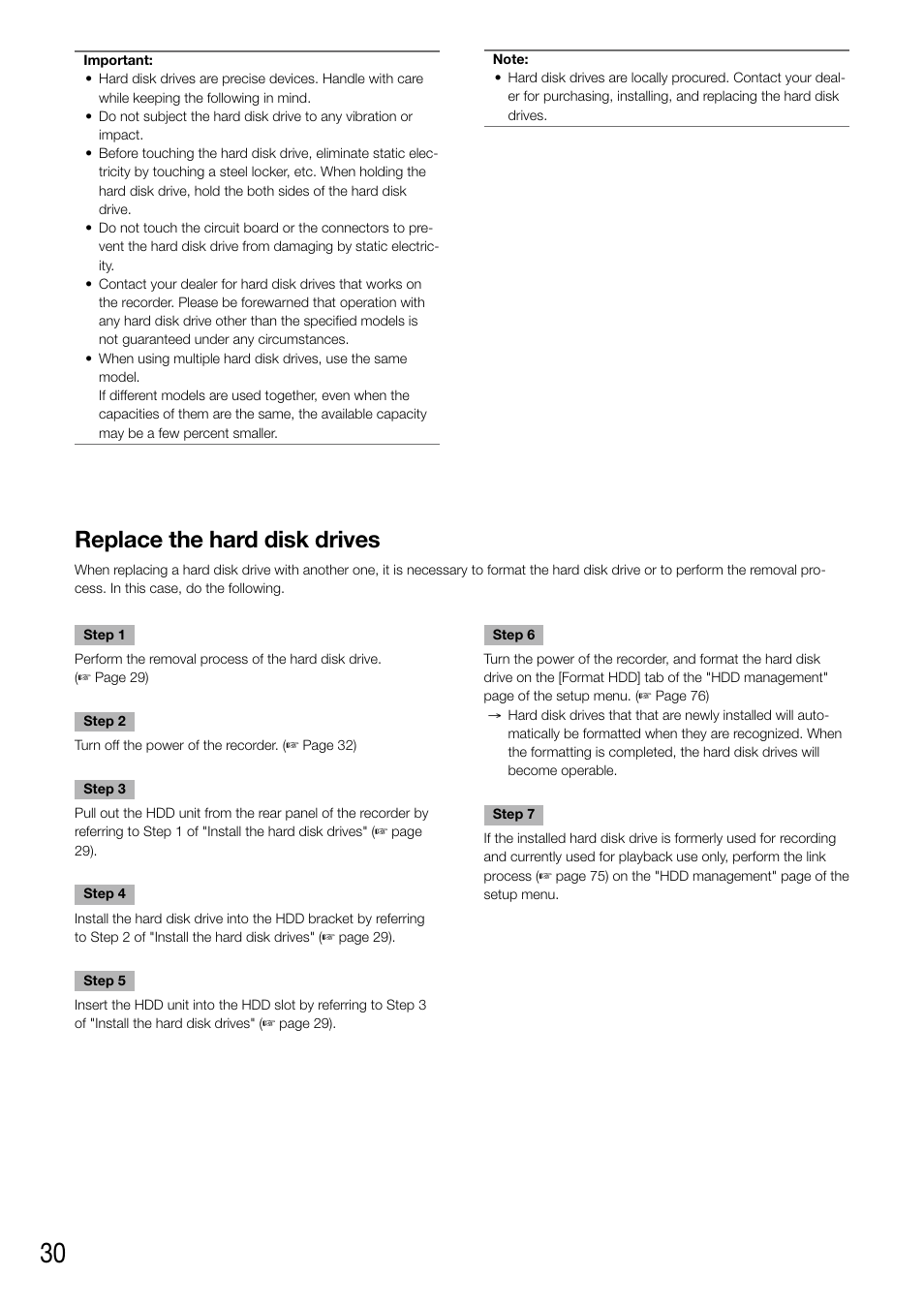 Replace the hard disk drives | Panasonic WJ-NV200 - User Manual | Page 30 / 94