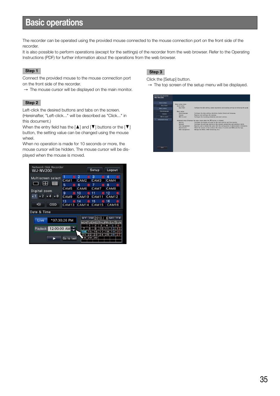 Basic operations | Panasonic WJ-NV200 - User Manual | Page 35 / 94