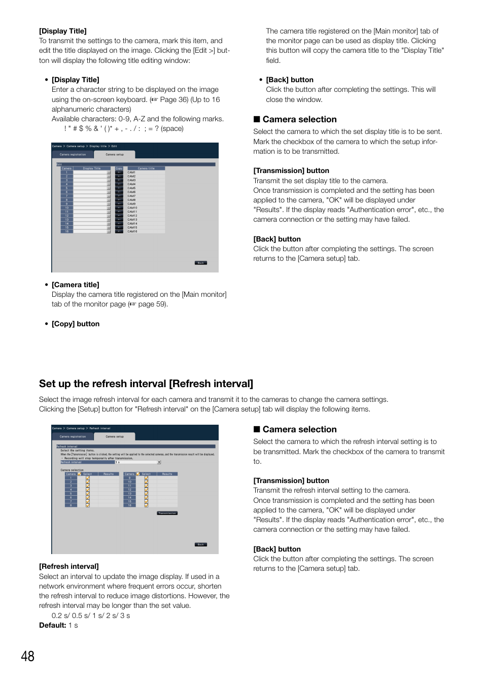 Set up the refresh interval [refresh interval | Panasonic WJ-NV200 - User Manual | Page 48 / 94