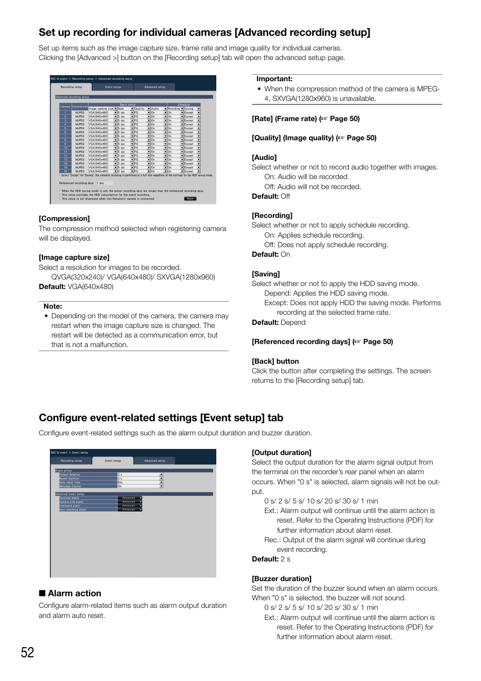 Configure event-related settings [event setup] tab | Panasonic WJ-NV200 - User Manual | Page 52 / 94