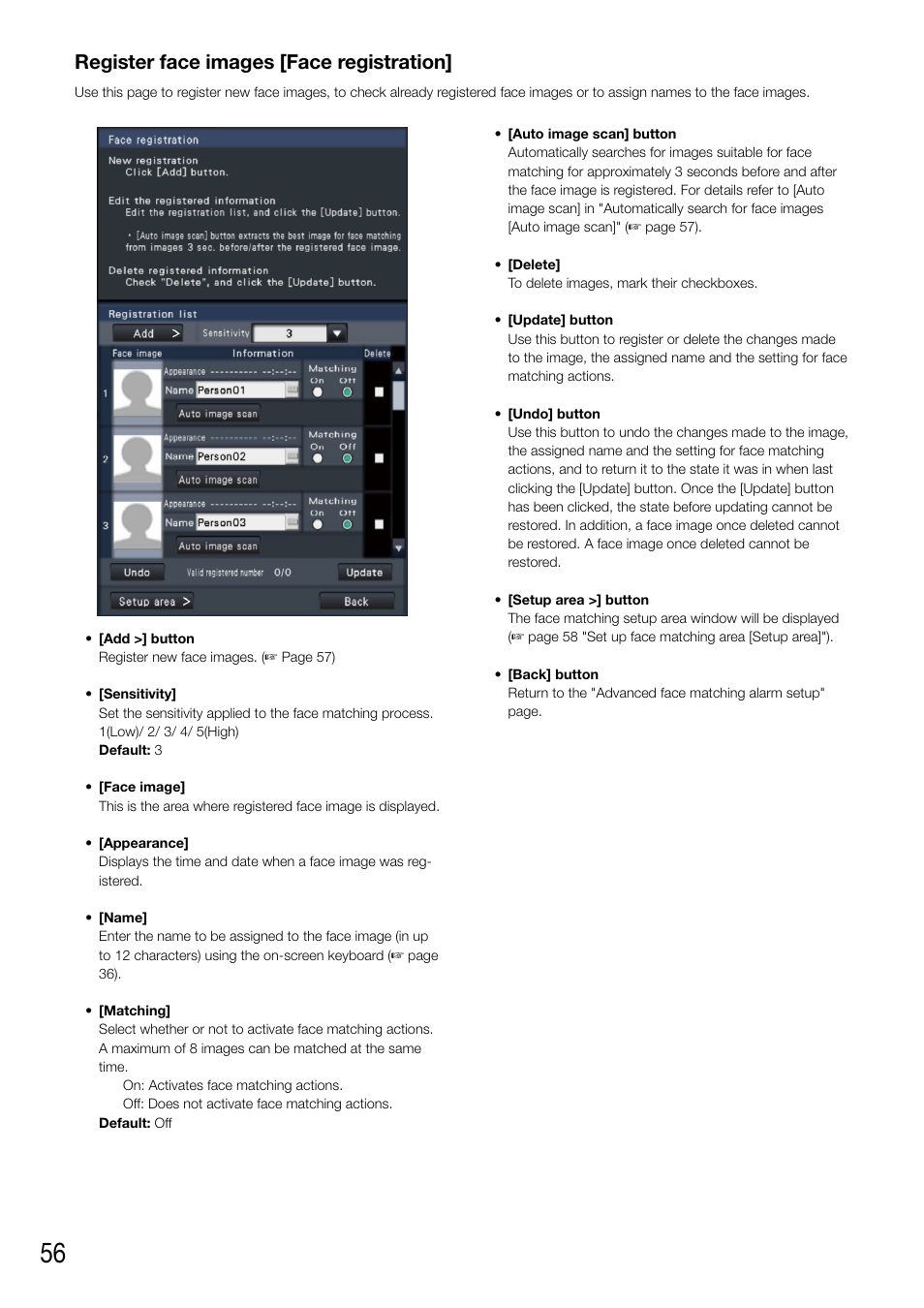 Register face images [face registration | Panasonic WJ-NV200 - User Manual | Page 56 / 94