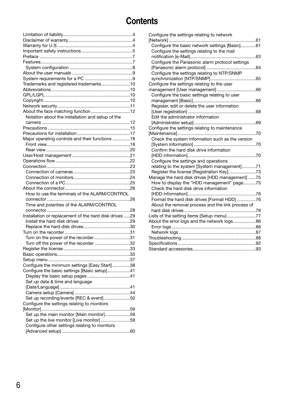 Panasonic WJ-NV200 - User Manual | Page 6 / 94