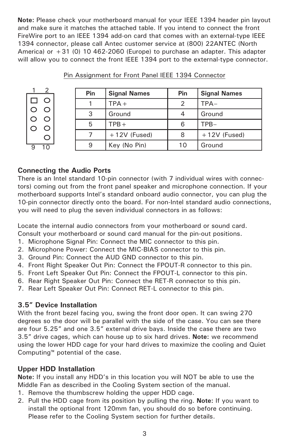 Antec P180B Fan User Manual | Page 4 / 9