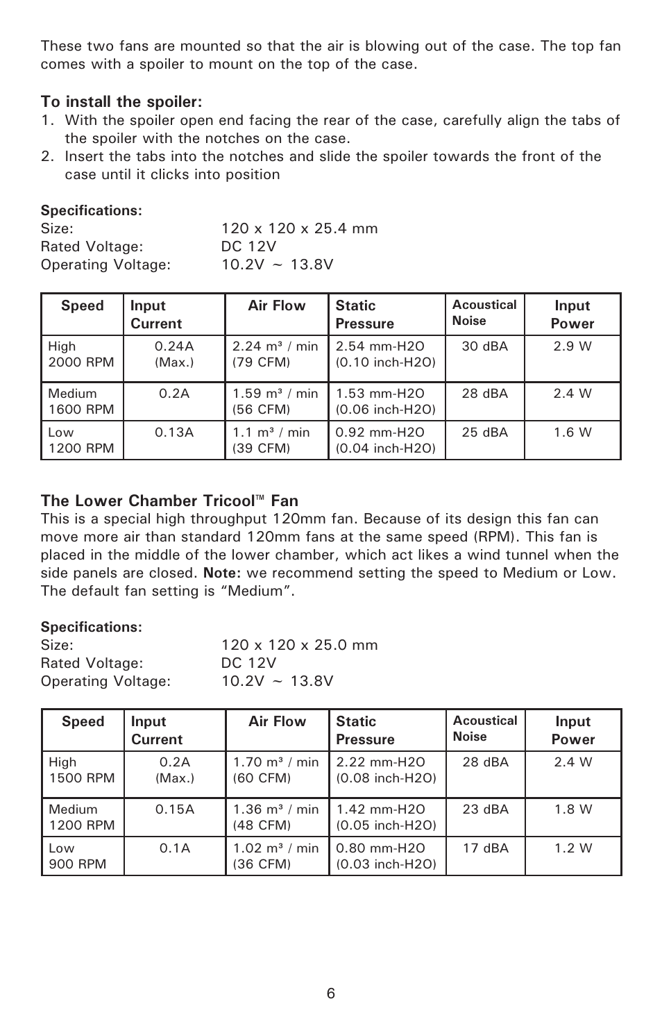 The lower chamber tricool™ fan | Antec P180B Fan User Manual | Page 7 / 9
