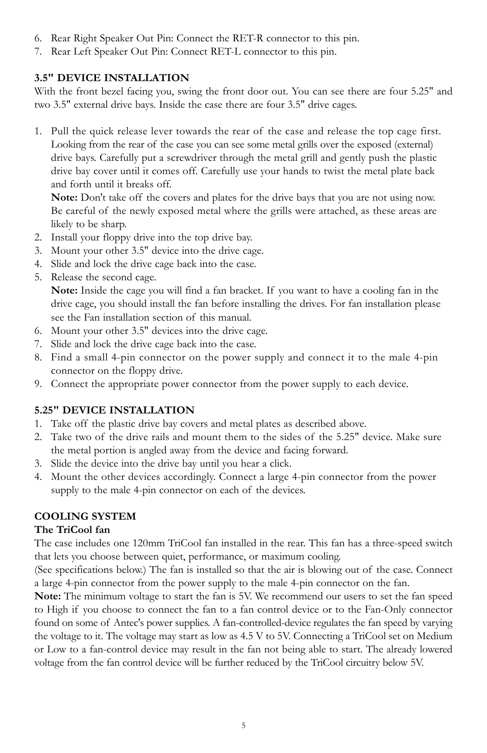 Antec Performance TX1050B User Manual | Page 5 / 8