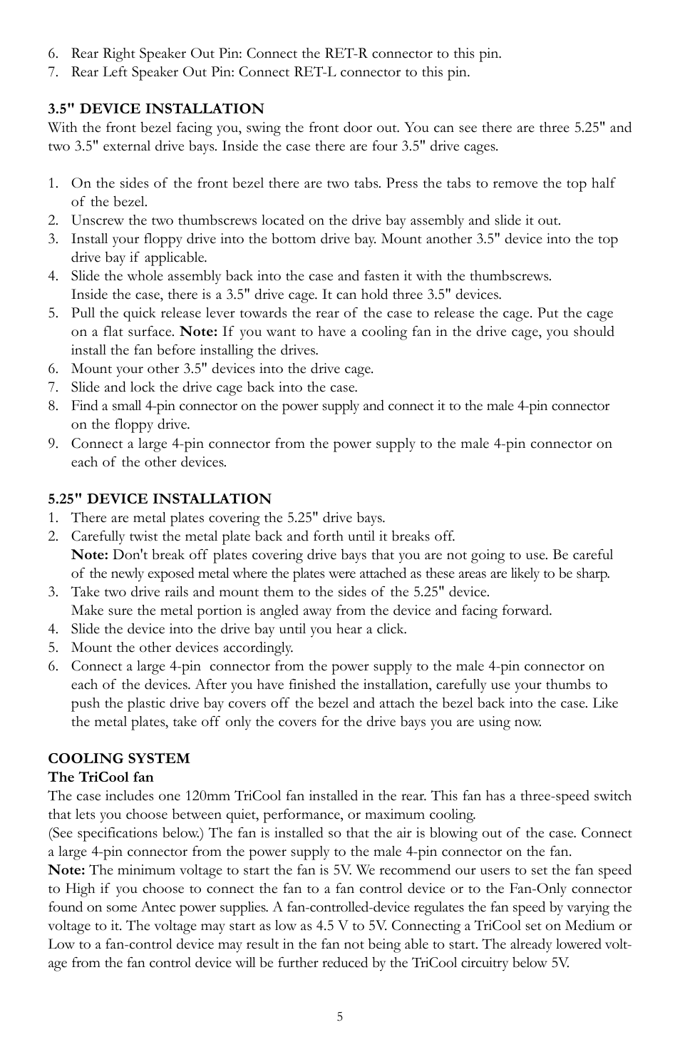 Antec Performance TX635 User Manual | Page 5 / 8