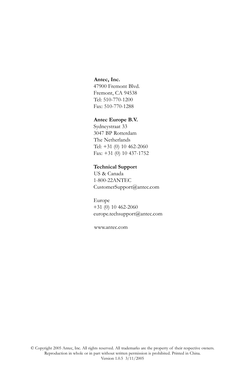 Antec Performance TX635 User Manual | Page 8 / 8