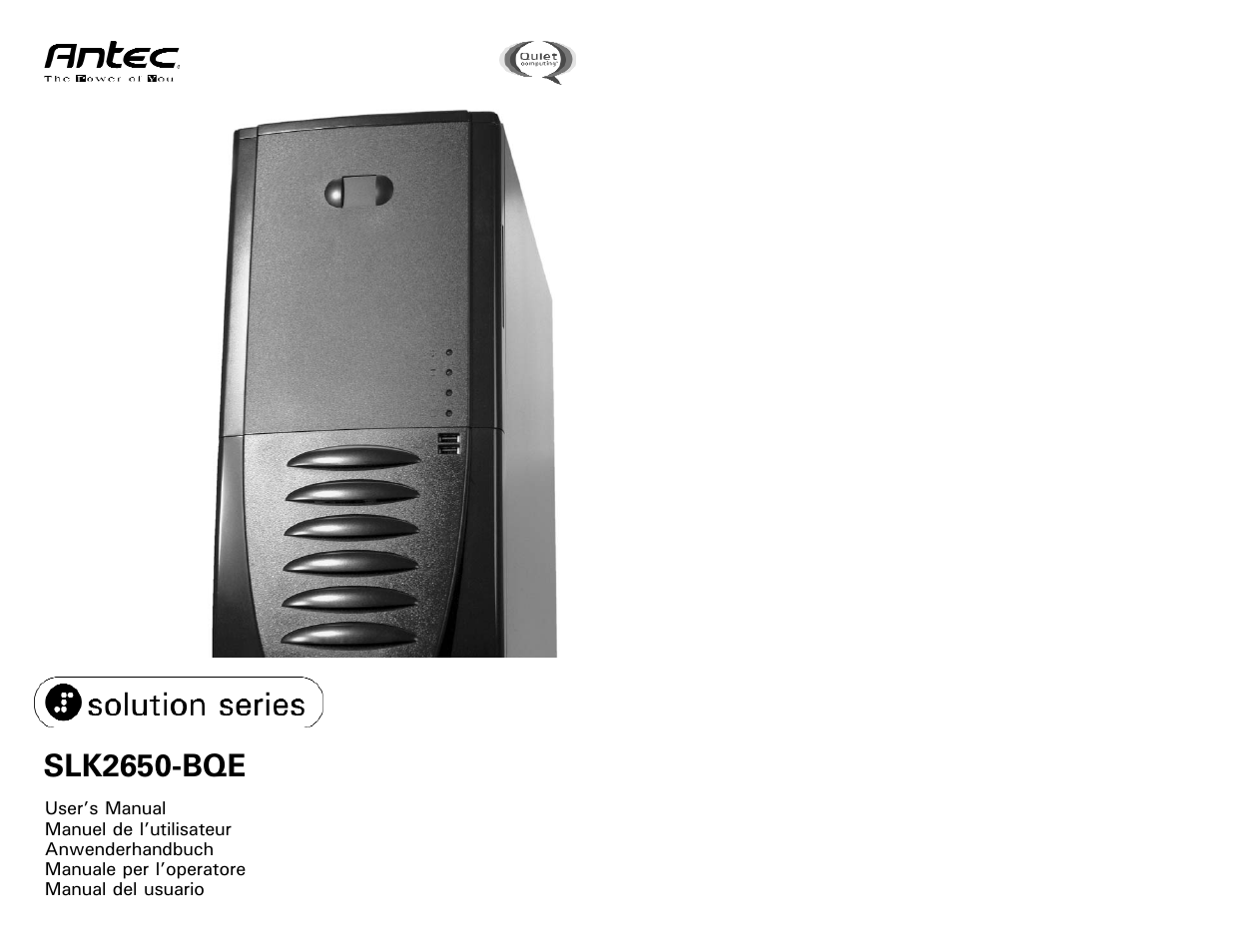 Antec SOLUTION SLK2650-BQE User Manual | 4 pages