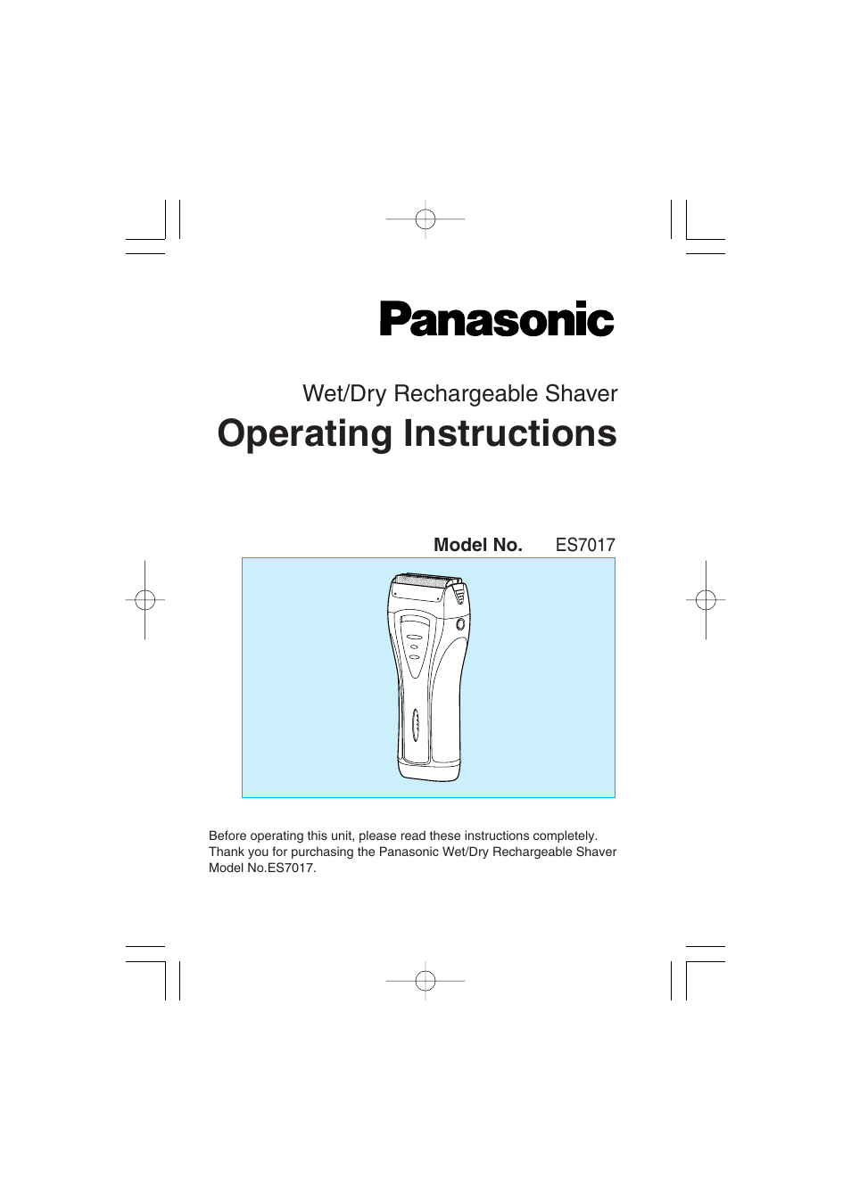 Panasonic ES7017 User Manual | 81 pages