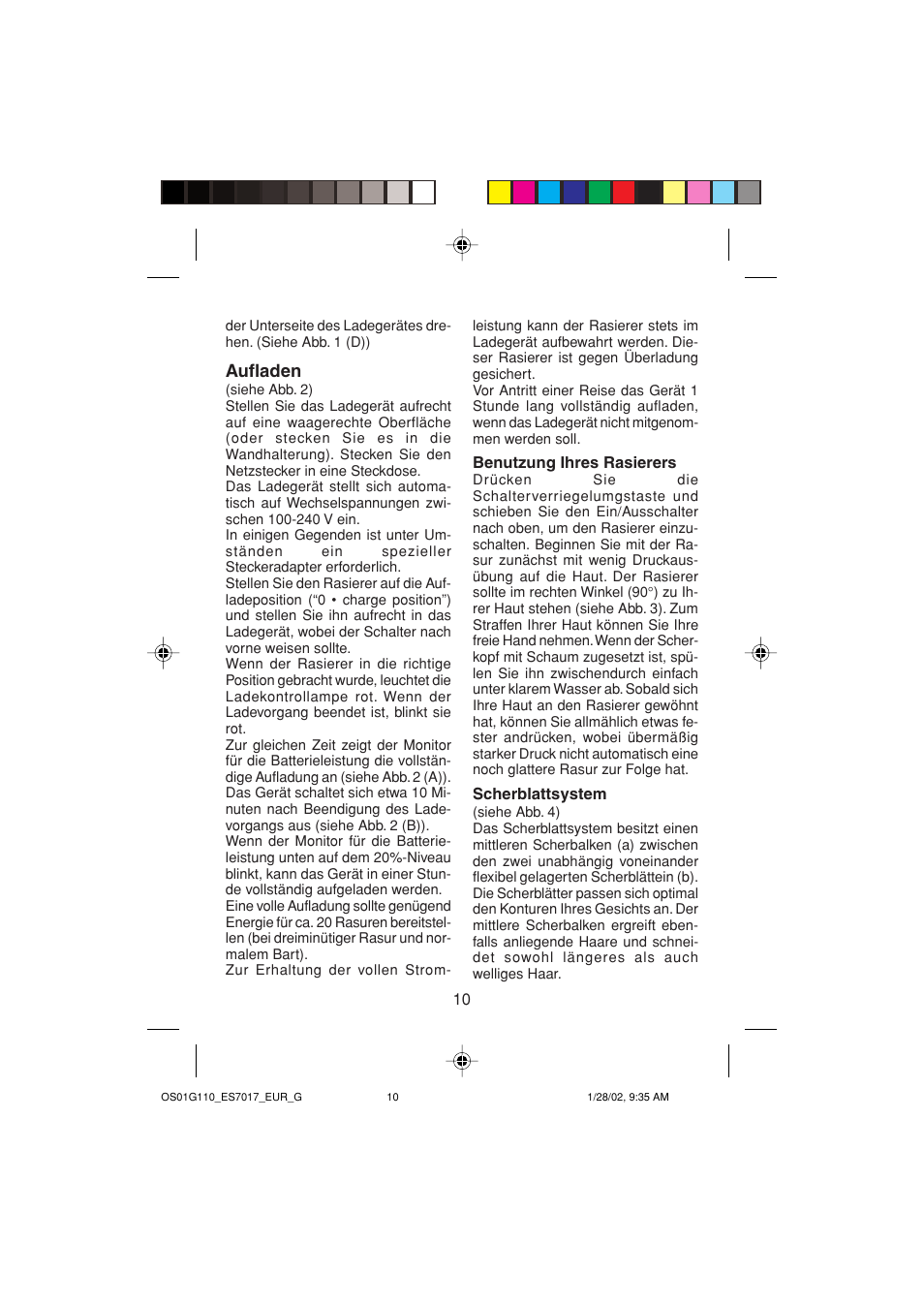 Aufladen | Panasonic ES7017 User Manual | Page 10 / 81