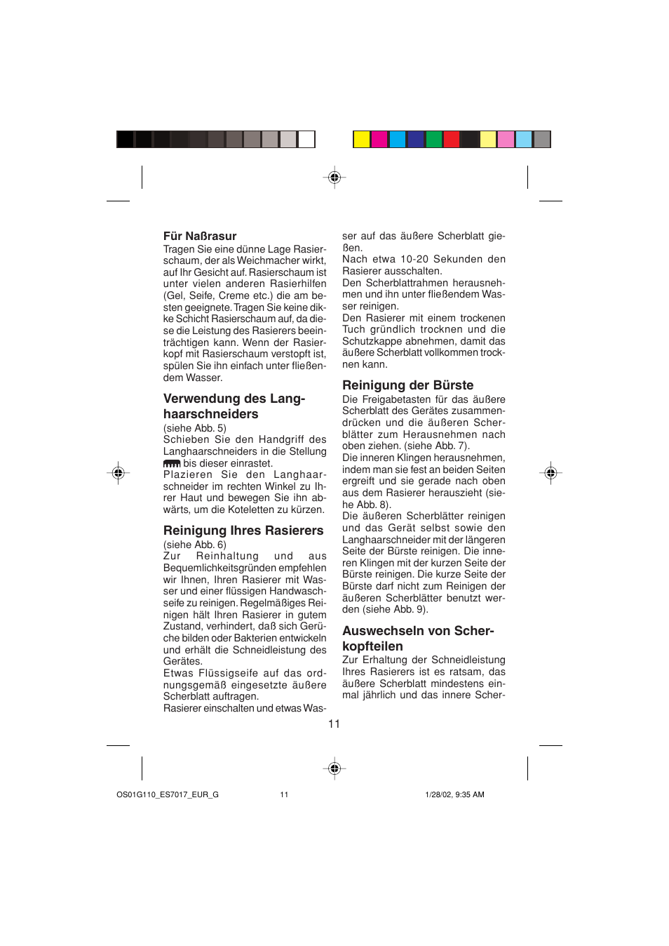 Panasonic ES7017 User Manual | Page 11 / 81