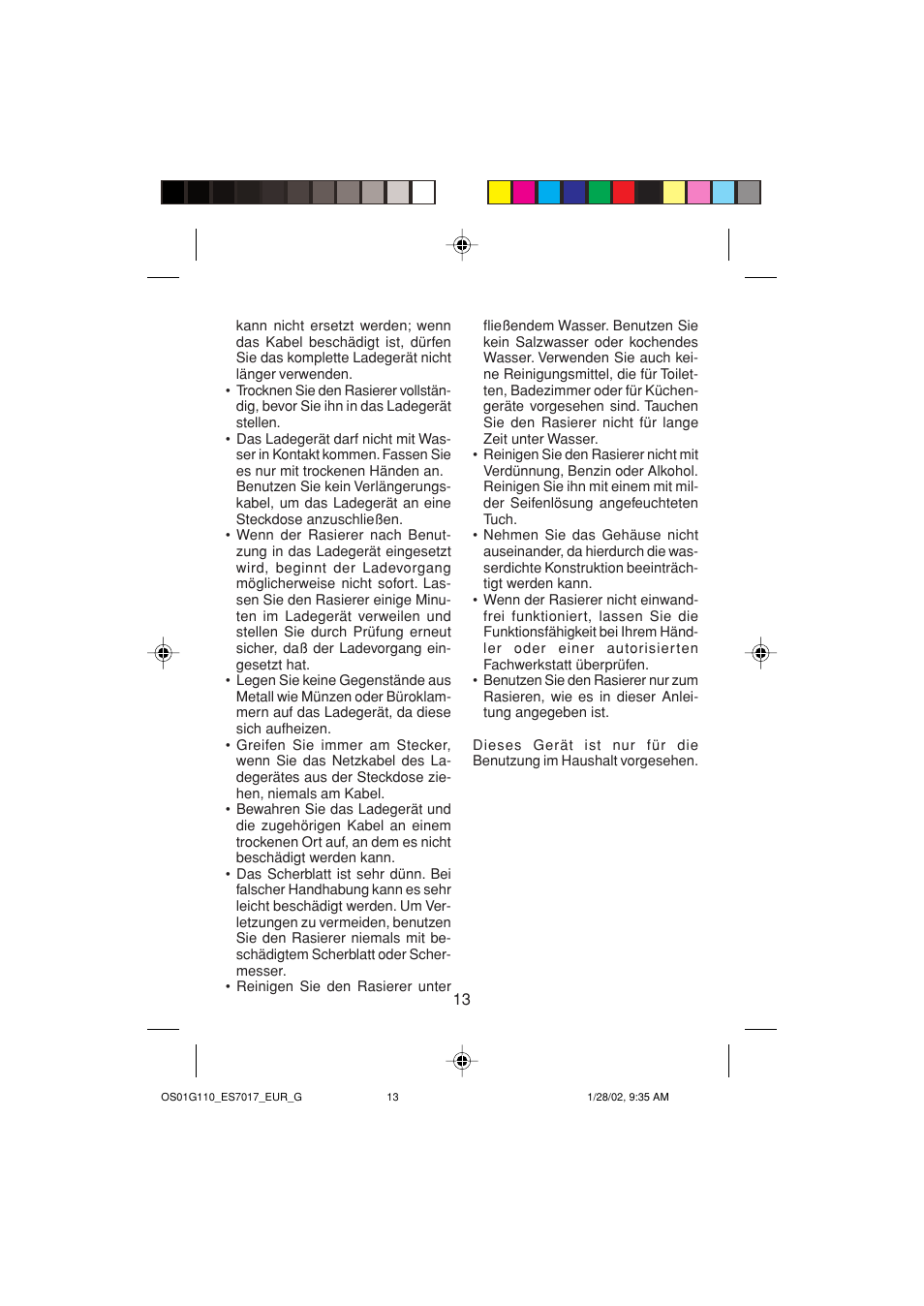 Panasonic ES7017 User Manual | Page 13 / 81