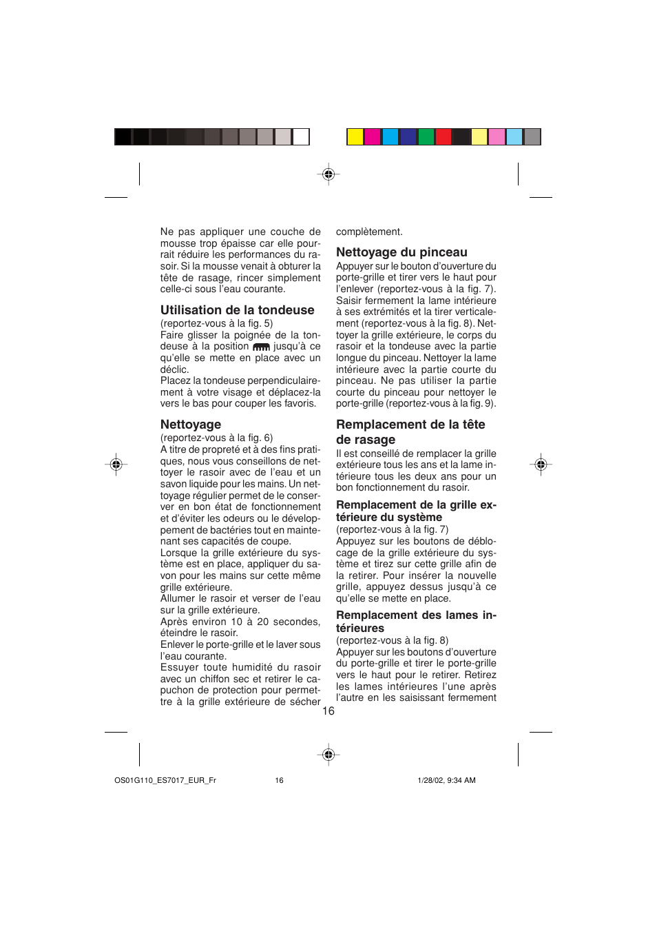 Panasonic ES7017 User Manual | Page 16 / 81