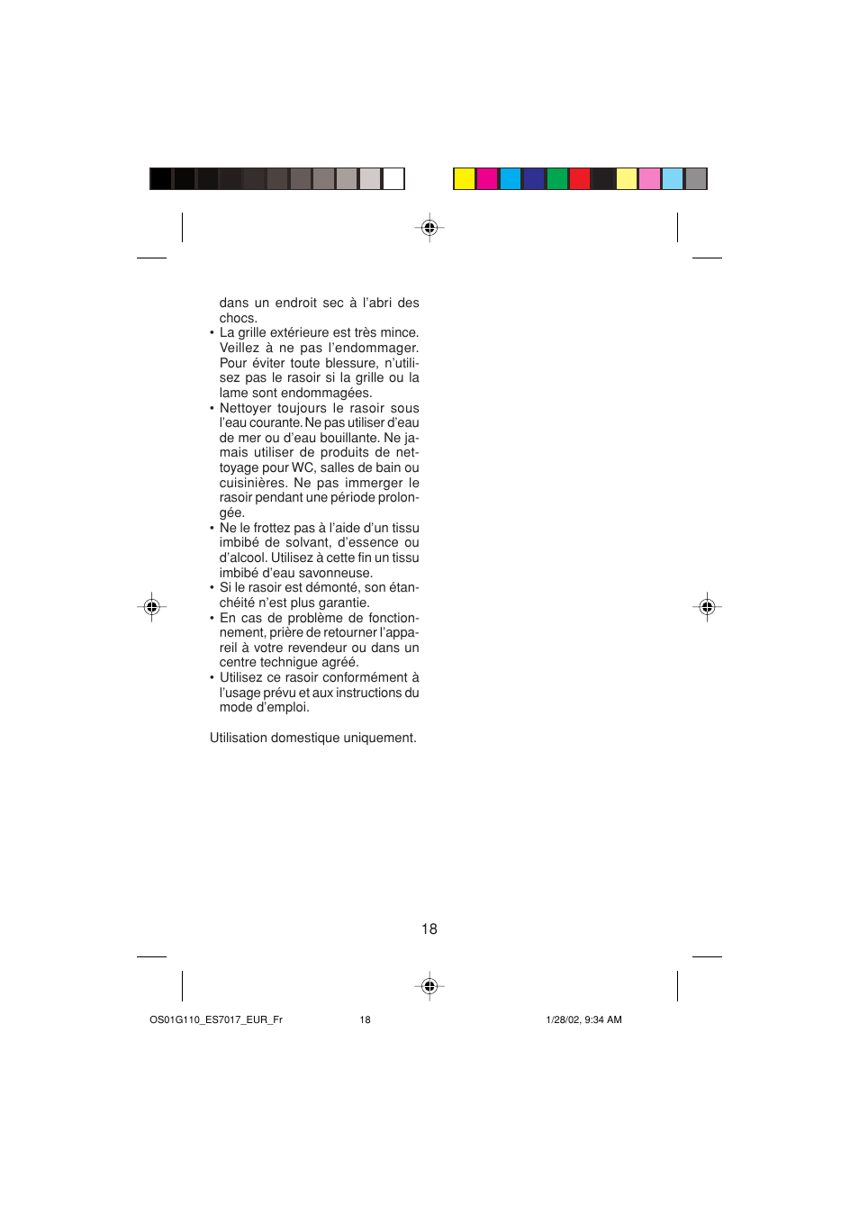 Panasonic ES7017 User Manual | Page 18 / 81