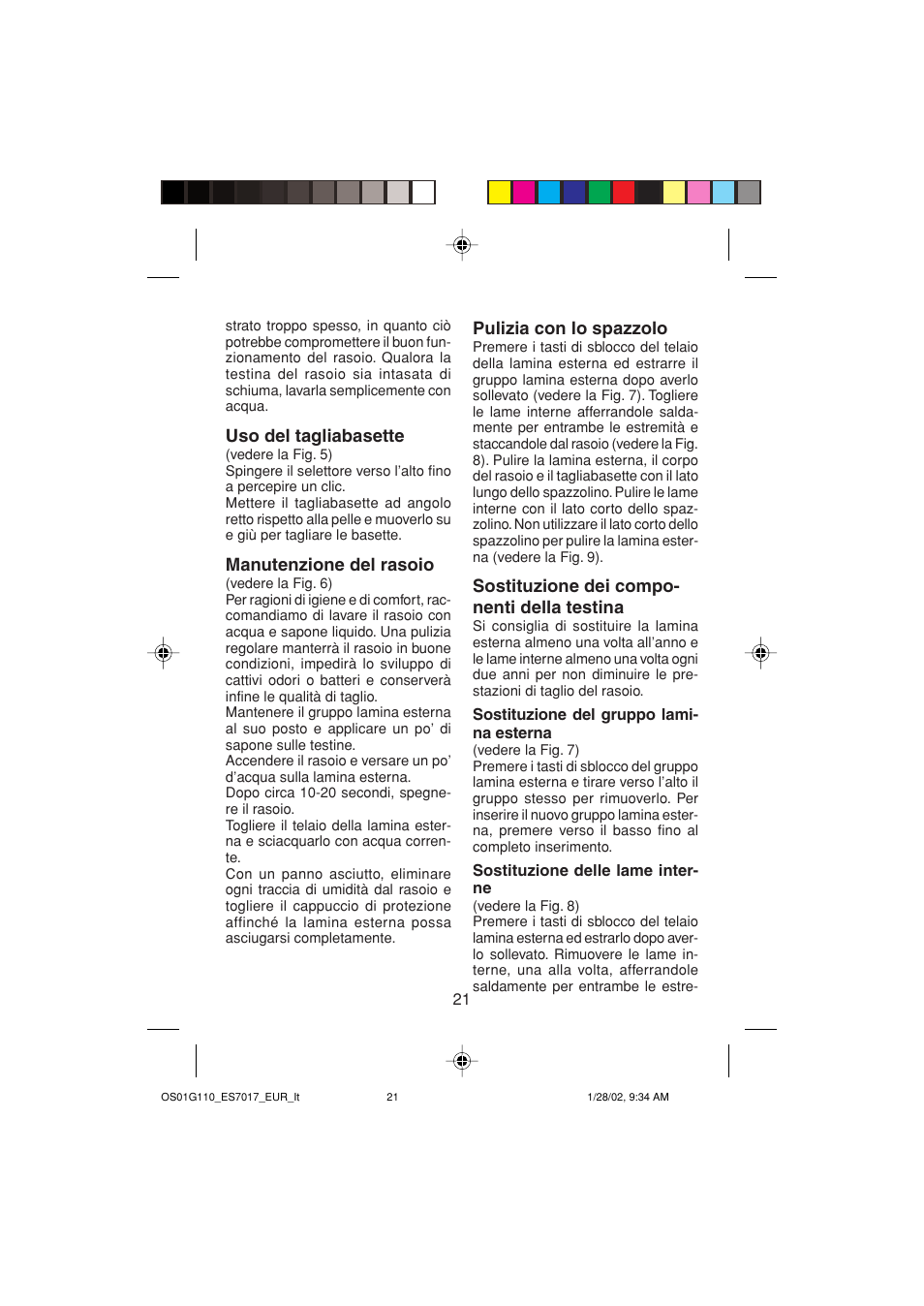 Panasonic ES7017 User Manual | Page 21 / 81