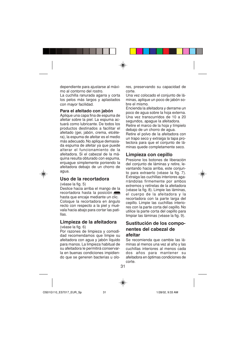 Panasonic ES7017 User Manual | Page 31 / 81