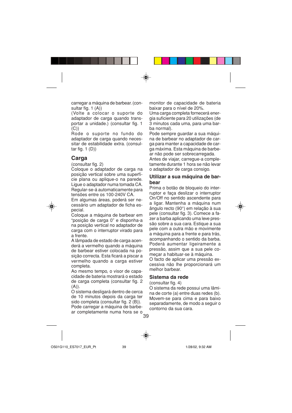 Carga | Panasonic ES7017 User Manual | Page 39 / 81