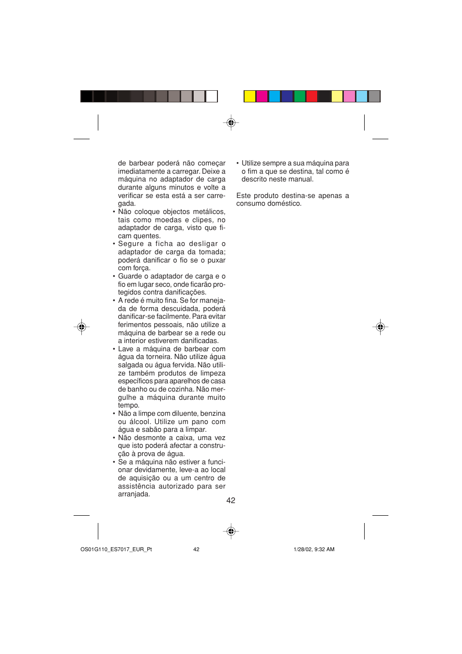 Panasonic ES7017 User Manual | Page 42 / 81