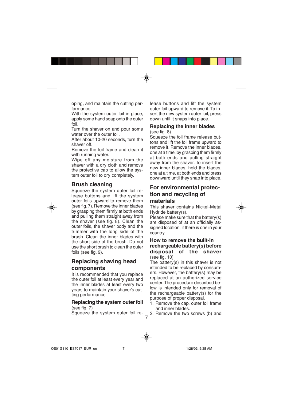 Panasonic ES7017 User Manual | Page 7 / 81