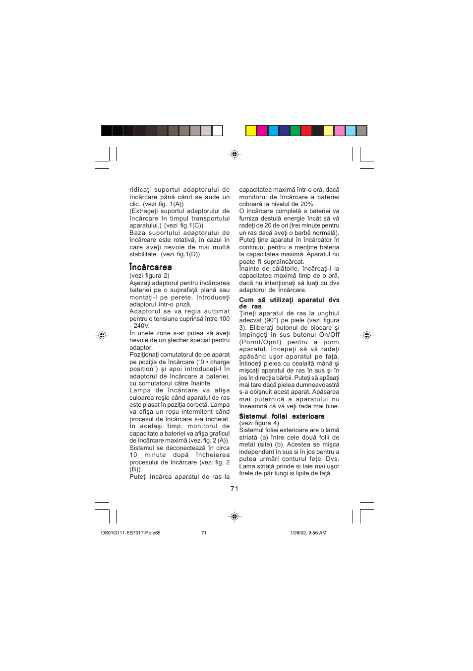 Nc`rcarea | Panasonic ES7017 User Manual | Page 71 / 81