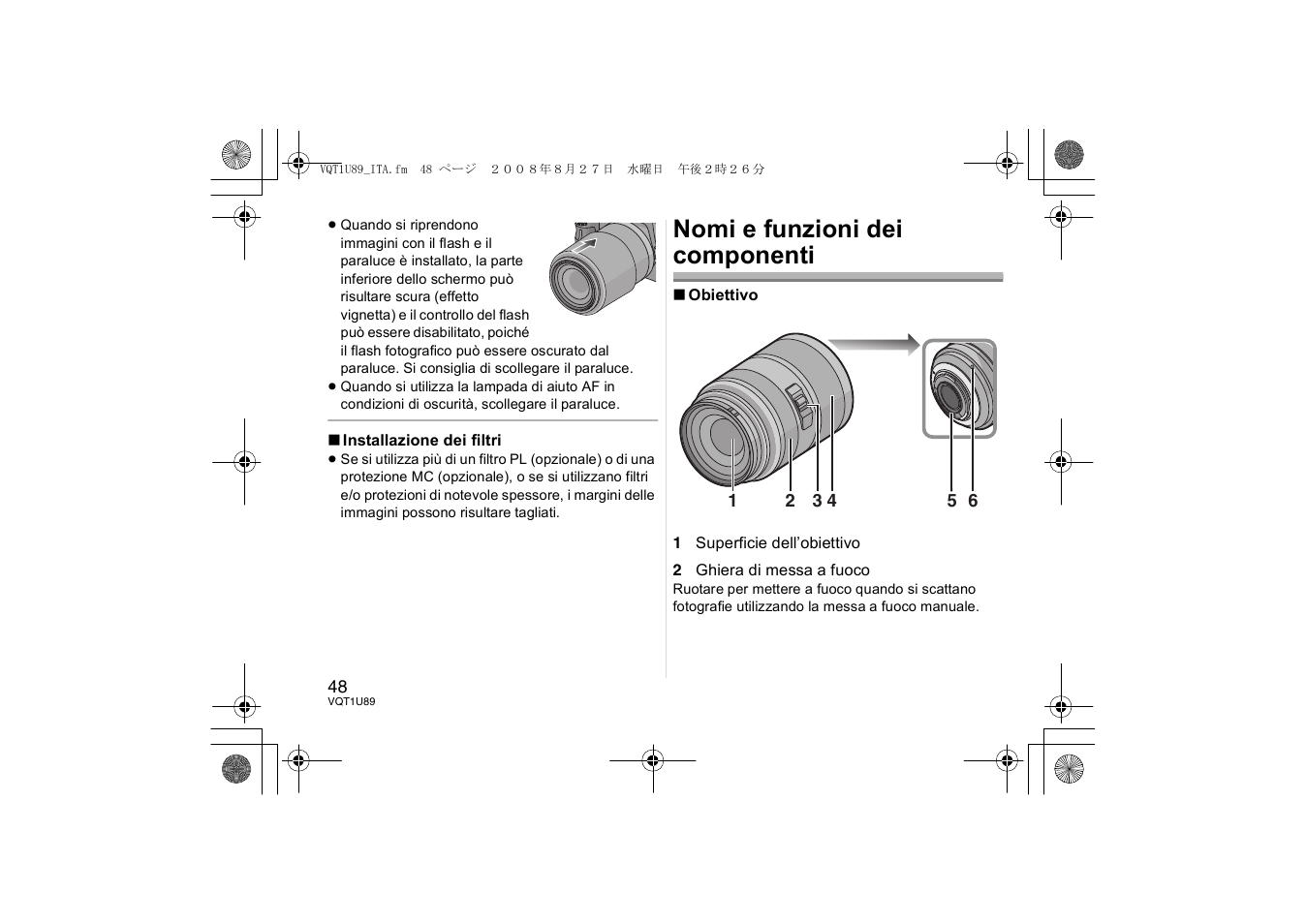 Nomi e funzioni dei componenti | Panasonic H-FS045200 User Manual | Page 48 / 72