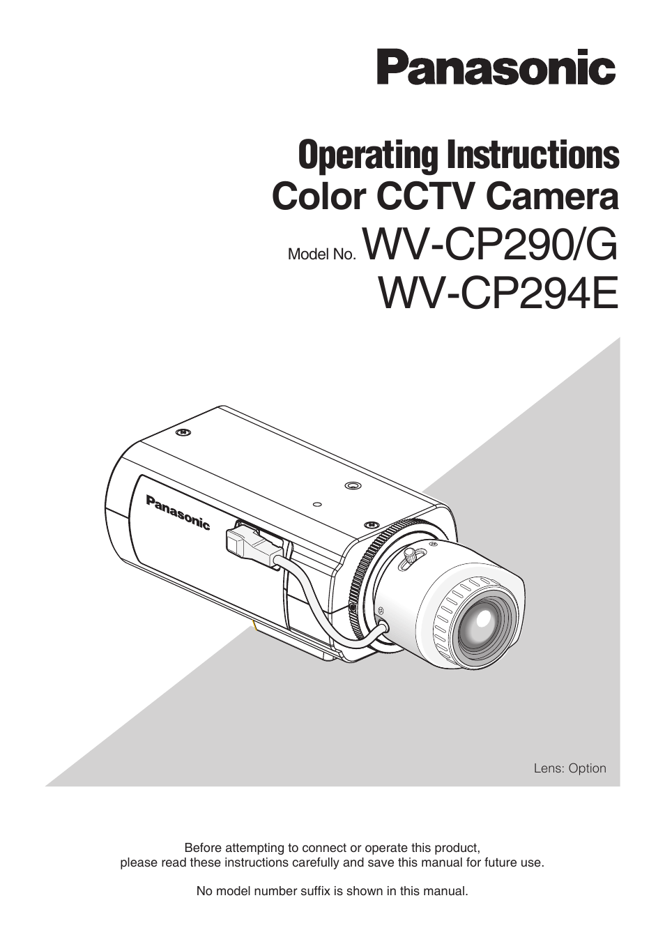 Panasonic WV-CP290 - User Manual | 21 pages