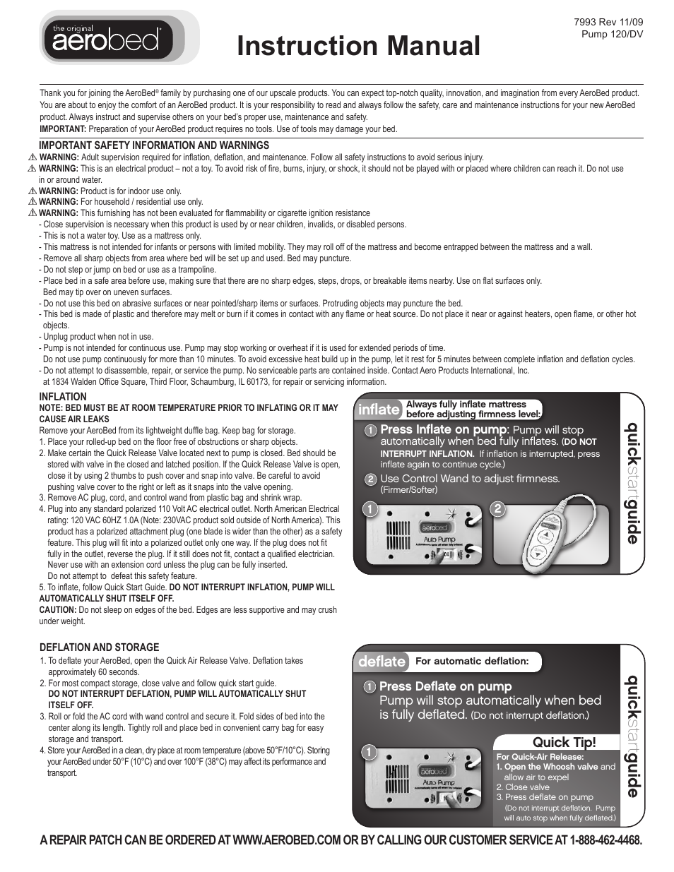 AeroBed Premier Cushioned Comfort User Manual | 2 pages