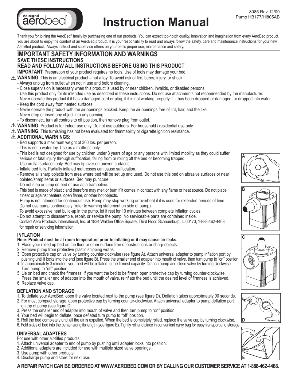 AeroBed Sleep Basics Elevated User Manual | 2 pages