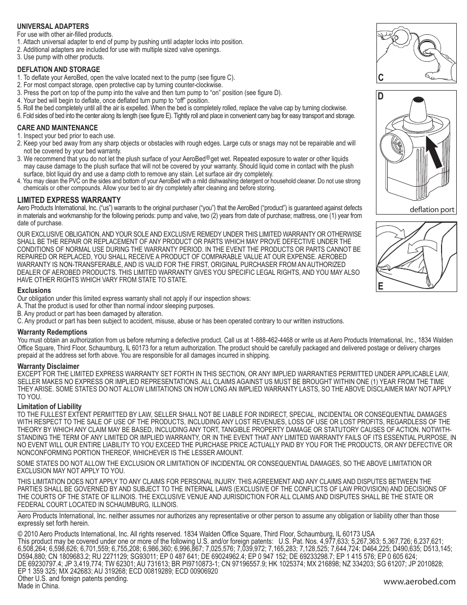 8101-hb177 nicd_hi805ab 2yr_2.ai | AeroBed EcoLite User Manual | Page 2 / 2