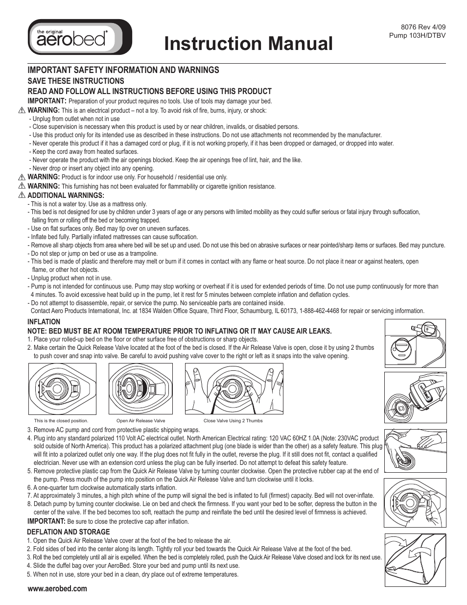 AeroBed Elevated Bed with Built-In Pillow User Manual | 2 pages