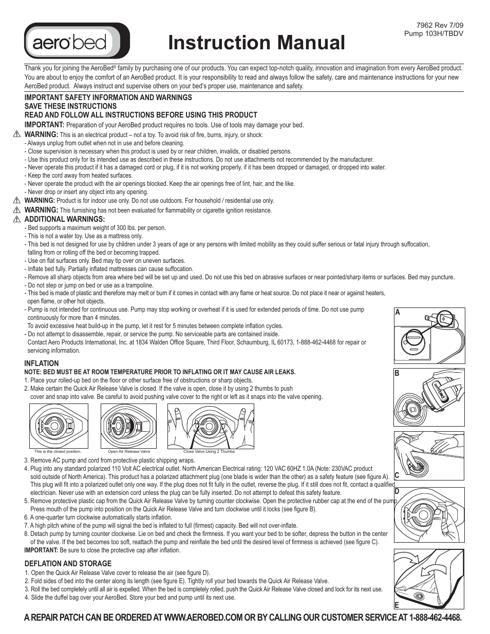 AeroBed Kids Bed User Manual | 2 pages
