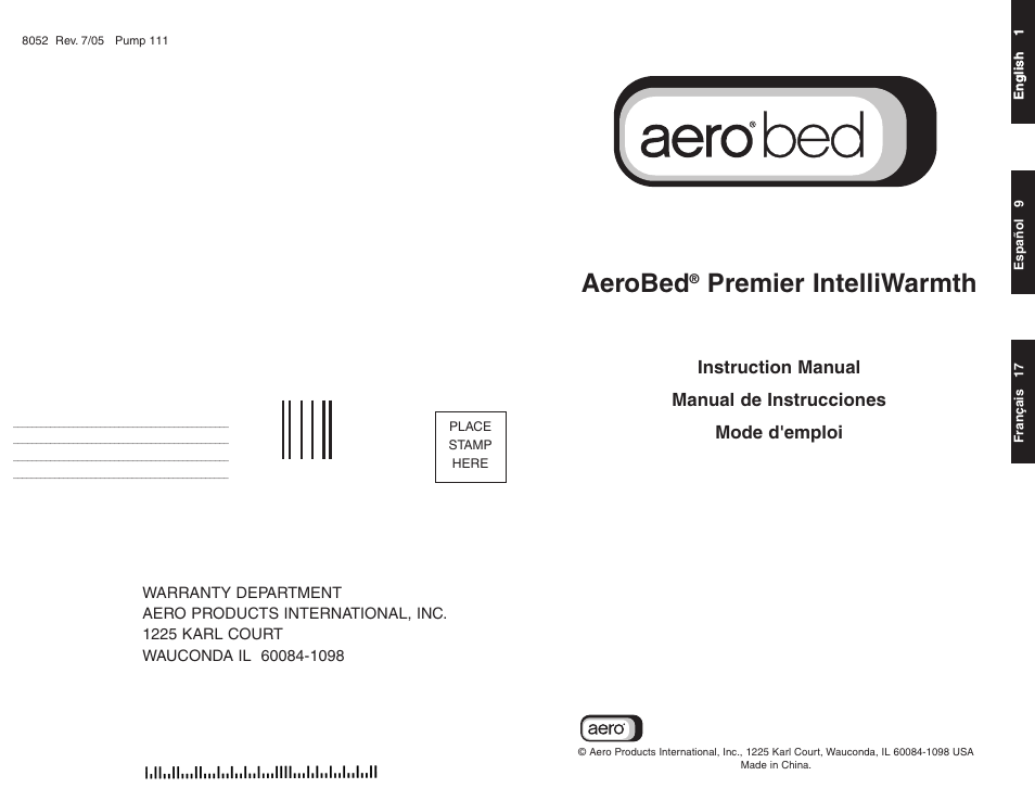 AeroBed Premier IntelliWarmth Cover User Manual | 14 pages