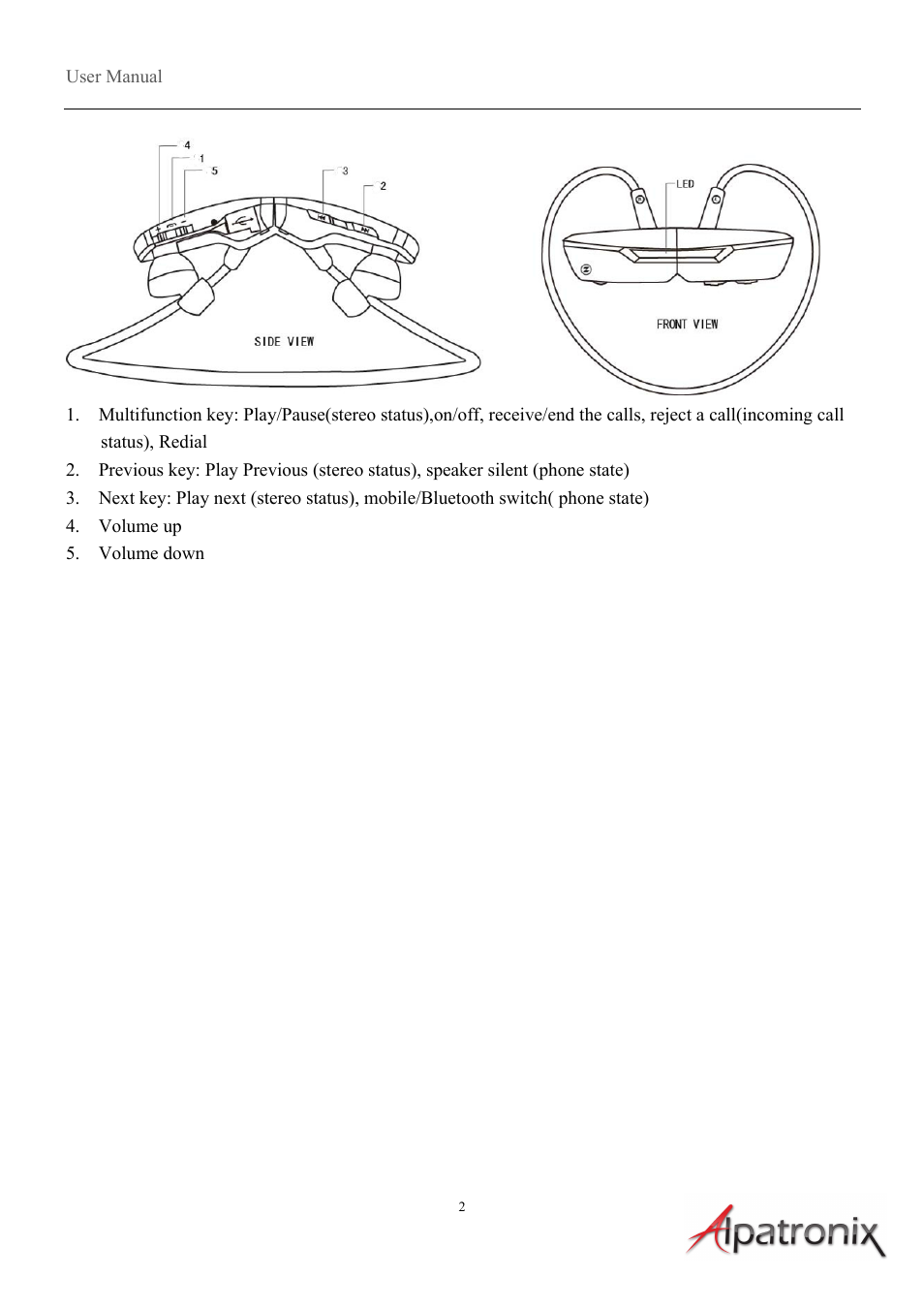 Alpatronix HX200 Active Bluetooth Hands Free Headset User Manual | Page 2 / 7