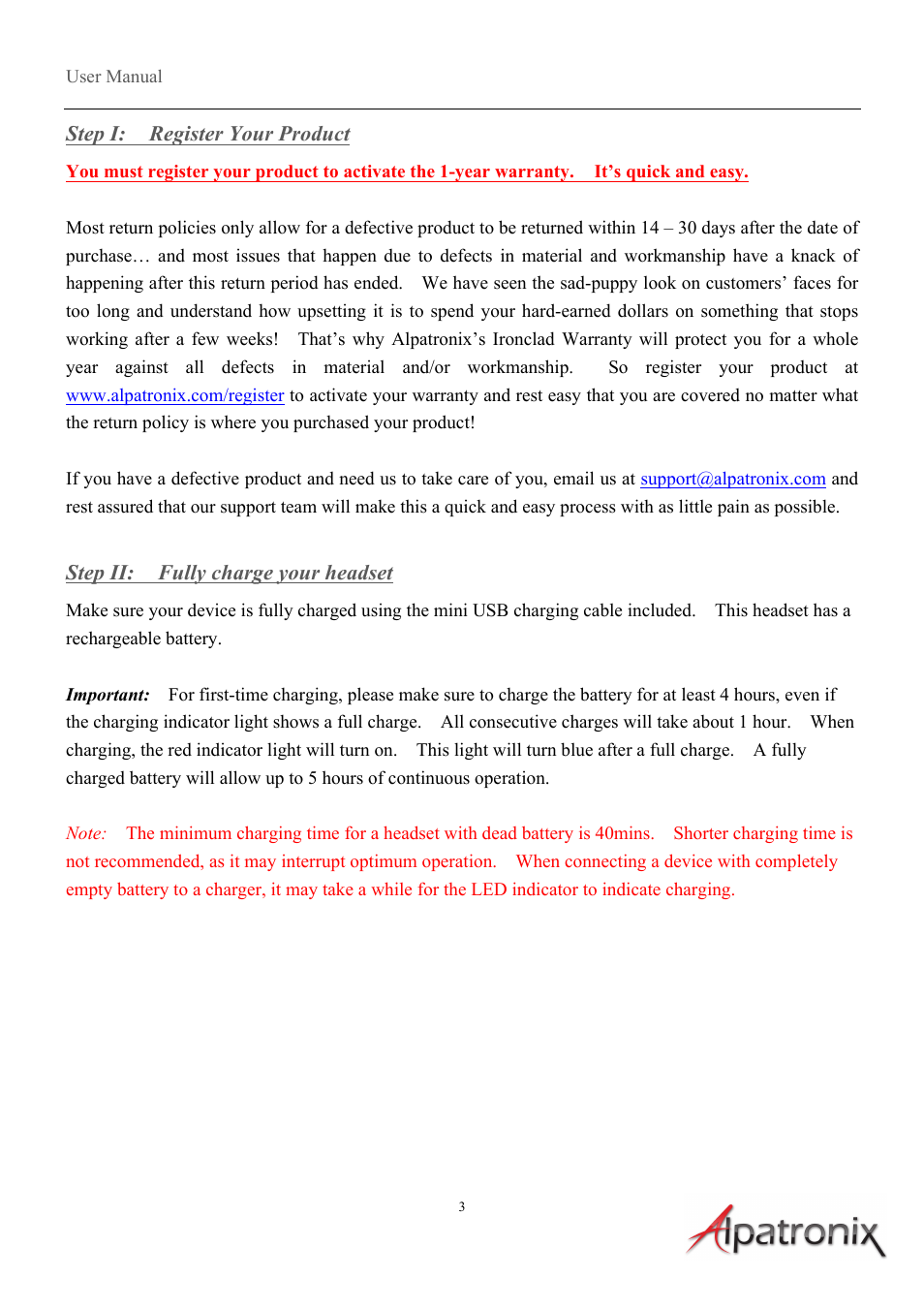Alpatronix HX200 Active Bluetooth Hands Free Headset User Manual | Page 3 / 7