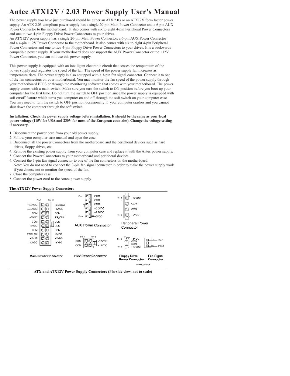 Antec ATX12V User Manual | 1 page