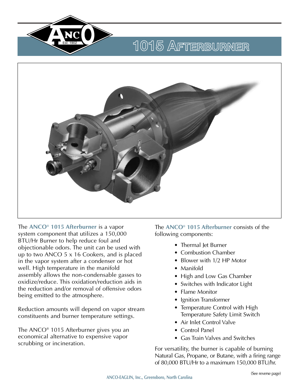 Anco Eaglin Afterburner 1015 User Manual | 2 pages
