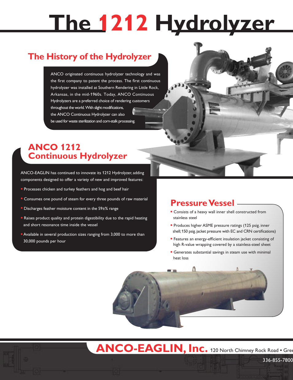 The 1212 hydrolyzer, Anco-eaglin, inc, The history of the hydrolyzer | Pressure vessel, Anco 1212 continuous hydrolyzer | Anco Eaglin Continuous Hydrolyzer 1212 User Manual | Page 2 / 4