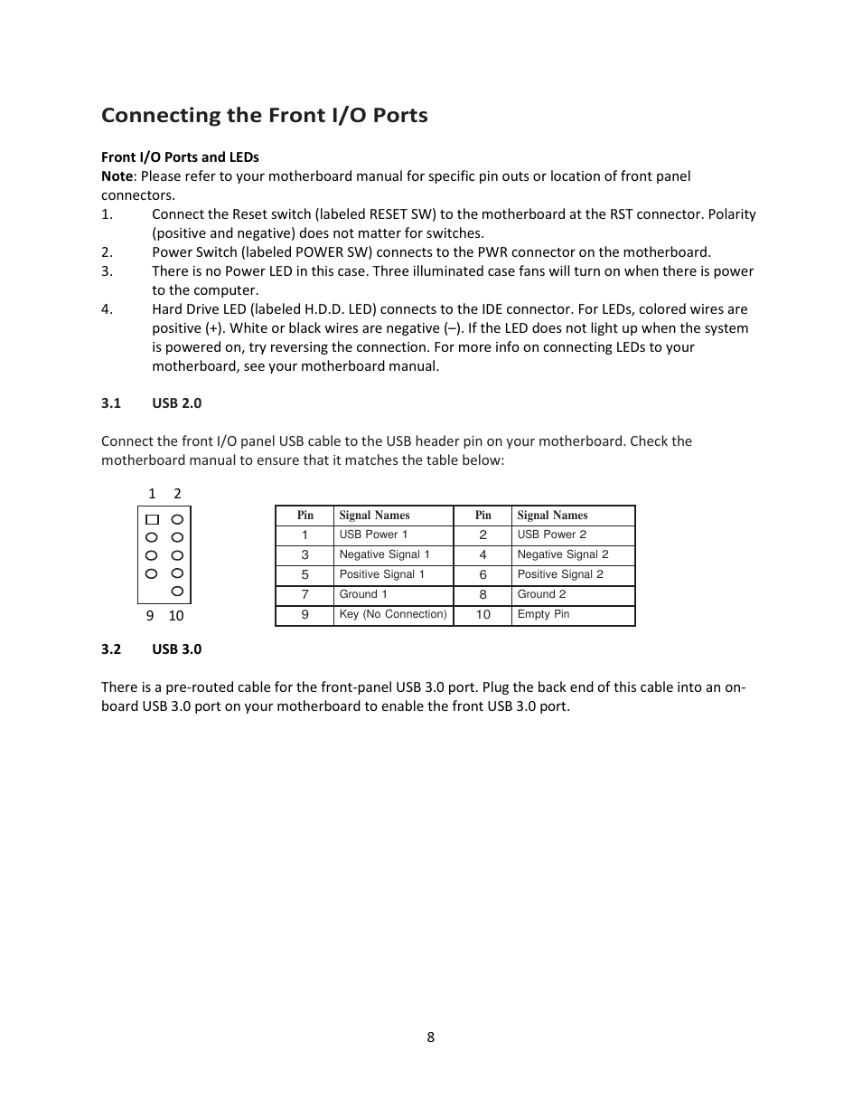 Connecting the front i/o ports | Antec TWELVE HUNDRED V3 User Manual | Page 9 / 14