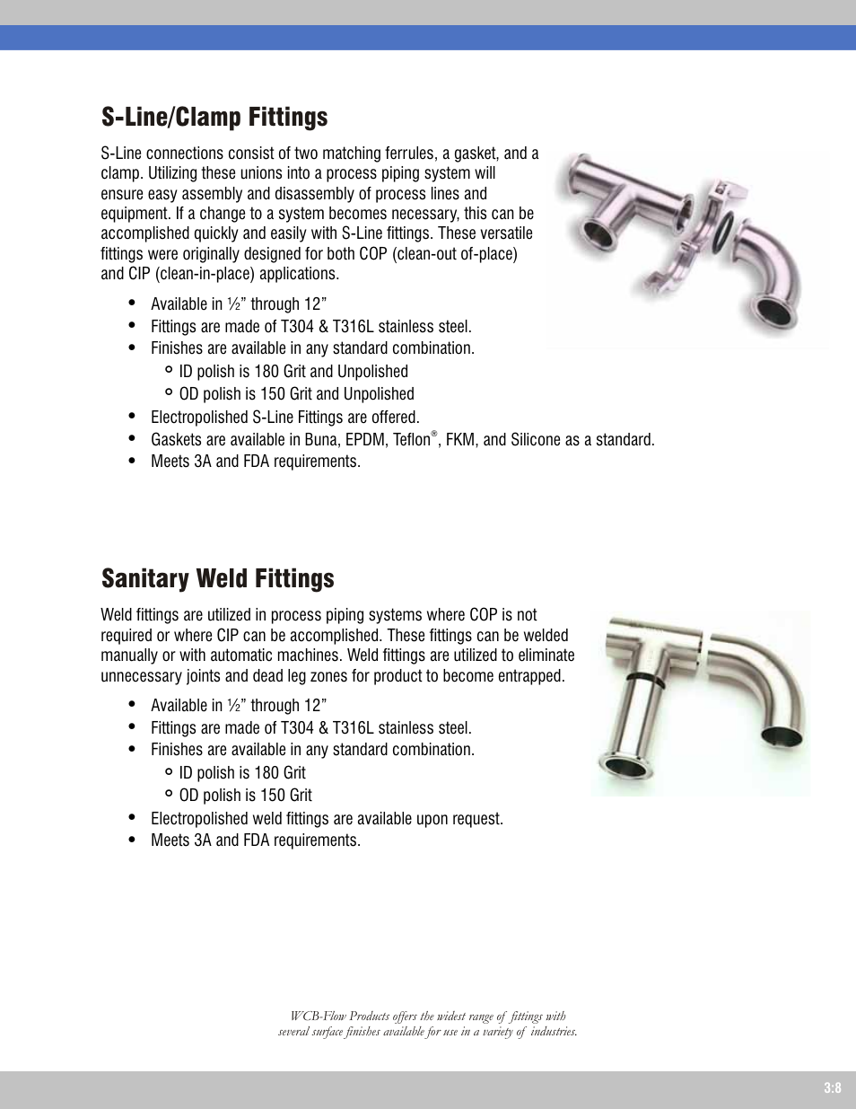 Sanitary weld fittings, S-line/clamp fittings | Anco Eaglin A-E Cherry Burrell User Manual | Page 3 / 7