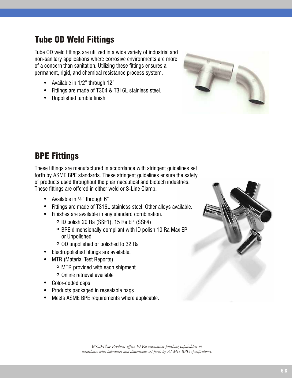 Tube od weld fittings, Bpe fittings | Anco Eaglin A-E Cherry Burrell User Manual | Page 5 / 7