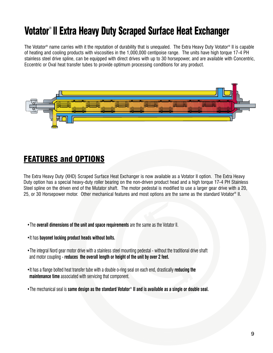 Votator, Ll extra heavy duty scraped surface heat exchanger, Features and options | Anco Eaglin A-E Votator User Manual | Page 9 / 12