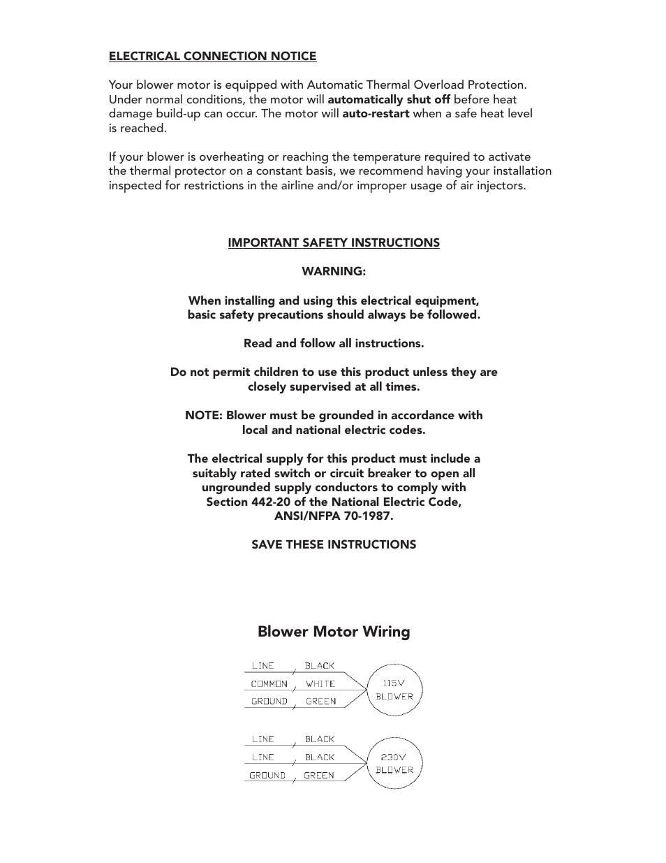 Blower motor wiring | Balboa Water Group Proper User Manual | Page 2 / 2