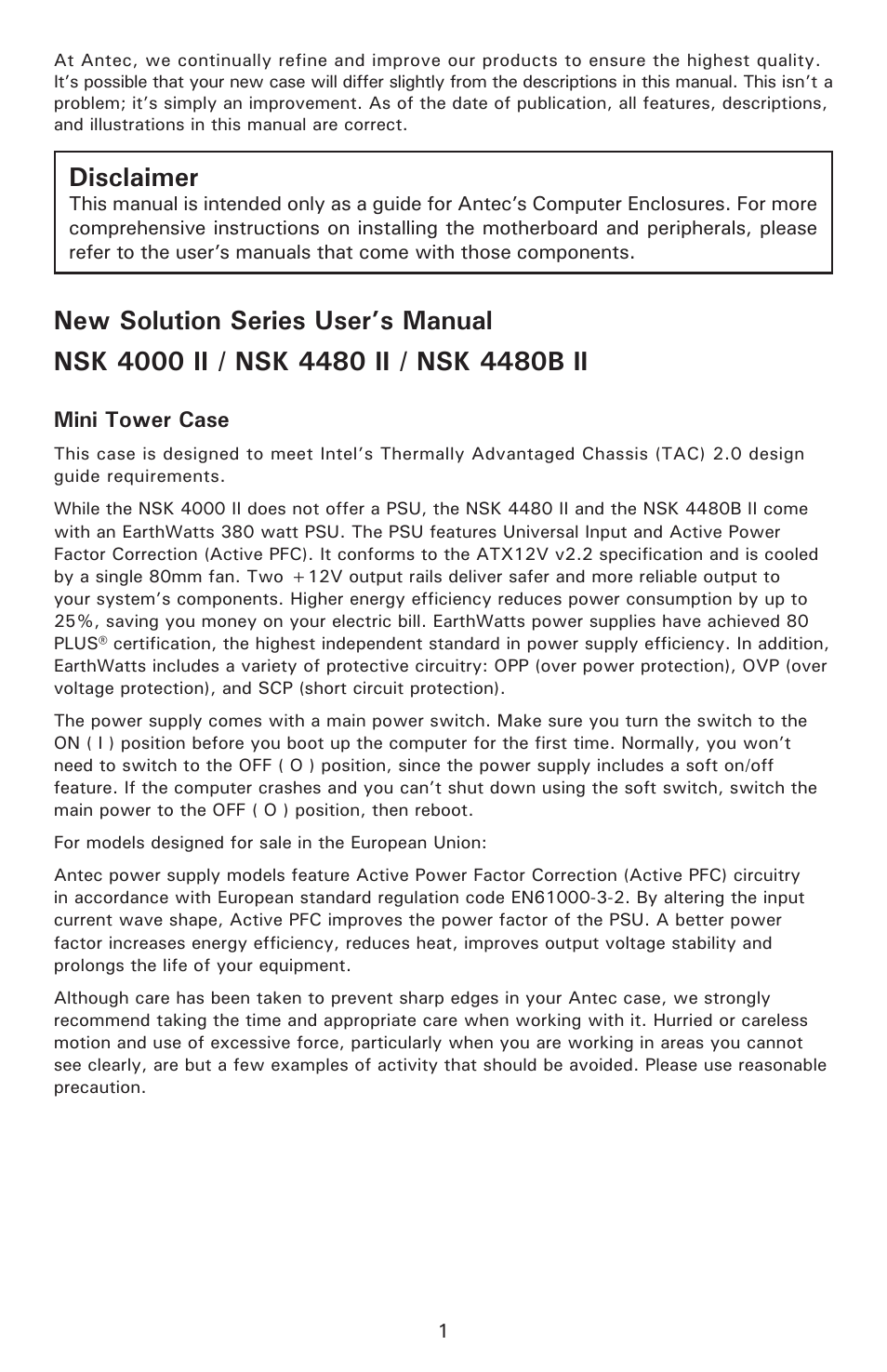 Disclaimer | Antec NSK 4000 II User Manual | Page 3 / 10