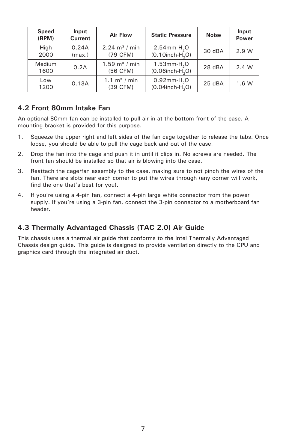 2 front 80mm intake fan, 3 thermally advantaged chassis (tac 2.0) air guide | Antec NSK 4000 II User Manual | Page 9 / 10