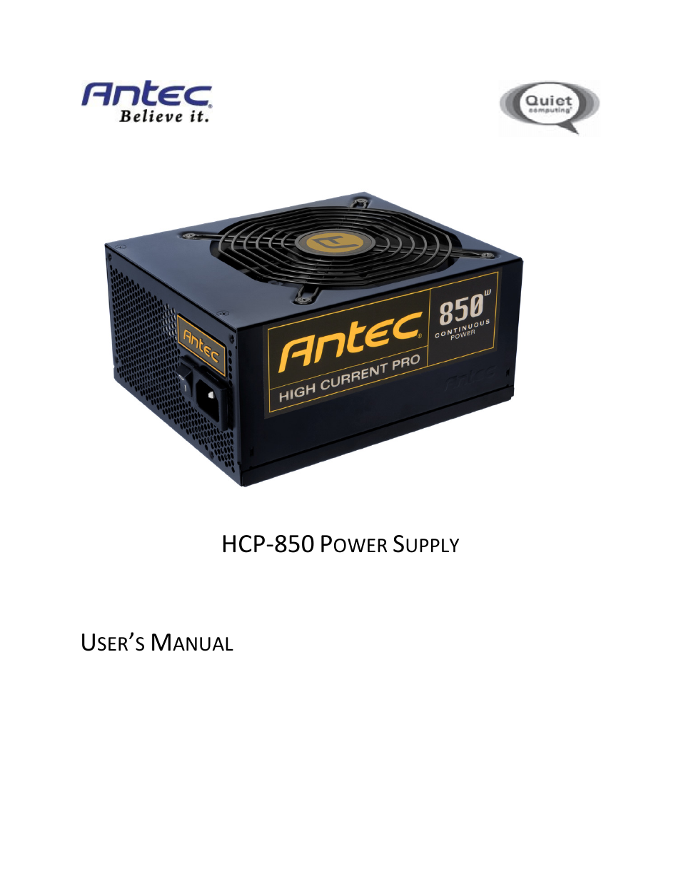 Antec HCP-850 User Manual | 9 pages